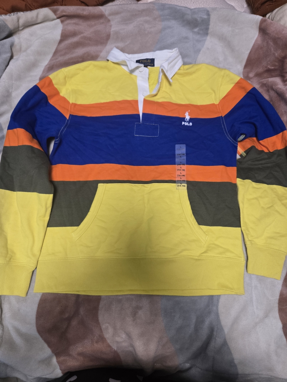 Polo Ralph Lauren Multi-Stripe Rugby Shirt - Yellow, Blue, Orange, Olive